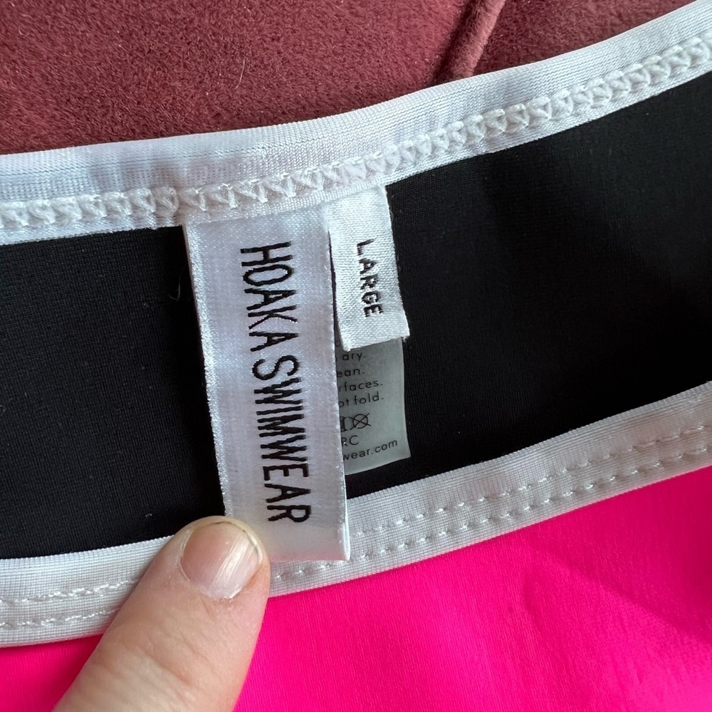 Hoaka Swimwear Neoprene Bikini Bottom Hot Pink & White Size Large — image 3 of 6